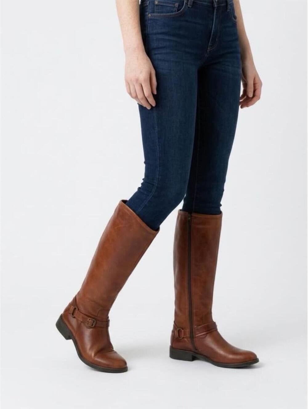 Brown Leather Knee-High Boots